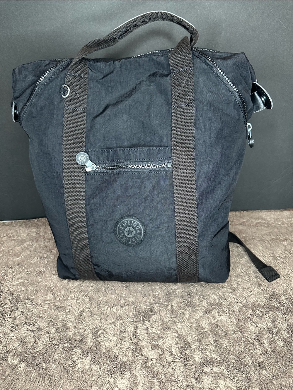 Kipling Black Convertible Tote-Backpack for Men